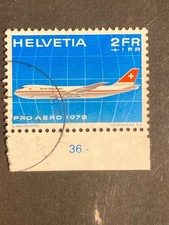 Schweiz 1972 Pro Aero Boeing B747 Swissair 2+1 Fr. gestempelt Bedarf Rand