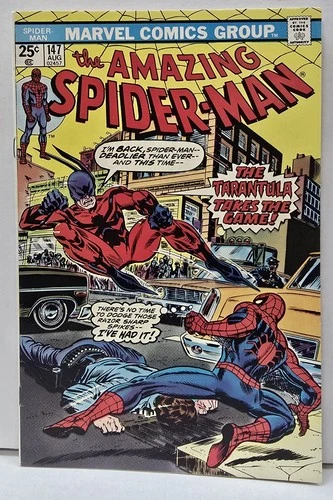 AMAZING SPIDER-MAN # 147 VF (1975) vs The TARANTULA has MARVEL VALUE STAMP (292)