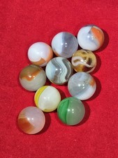 Vintage Akro Agate Glass Marbles Lot of 10 Slags Swirls Collectors Set