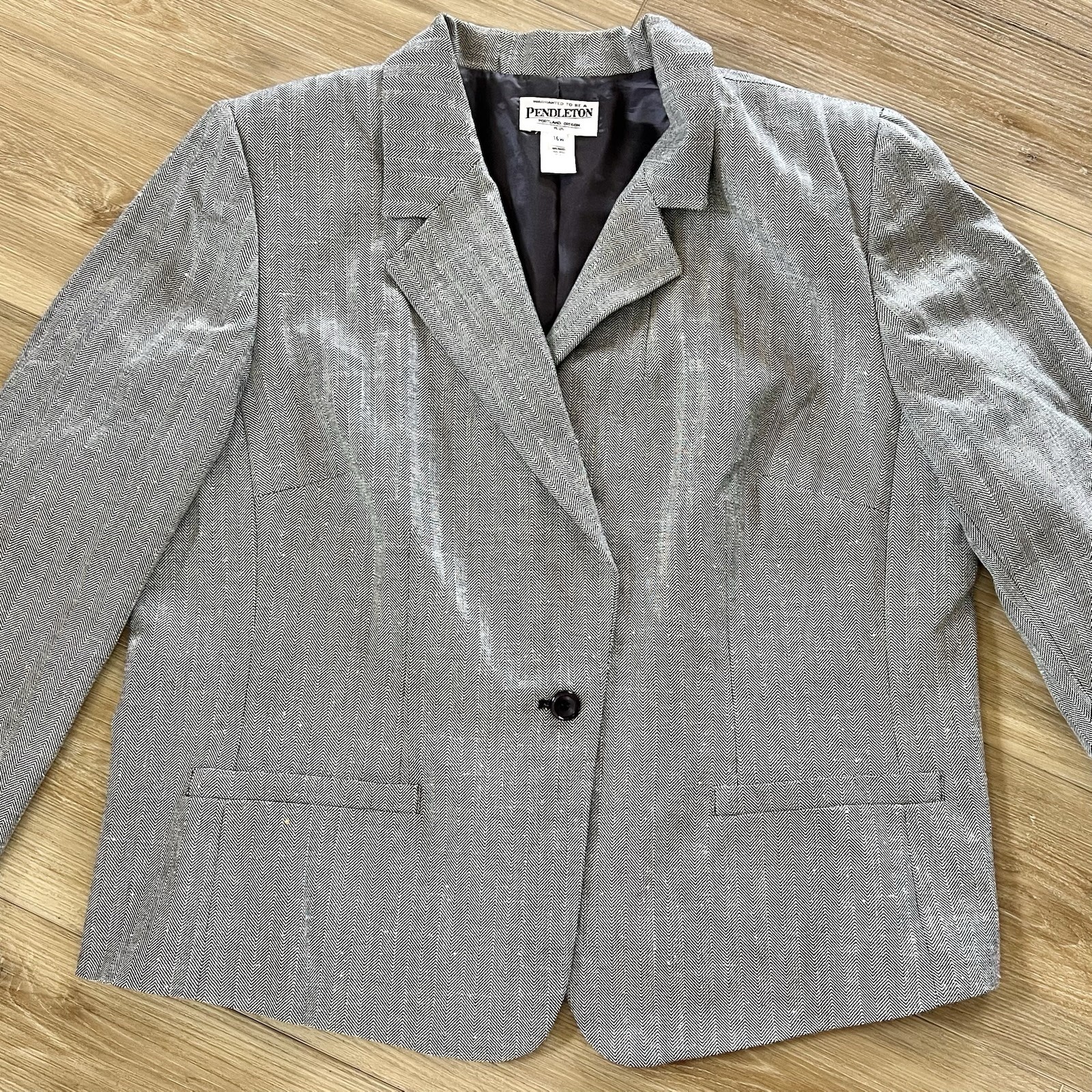 PENDLETON Blazer Jacket Herringbone WOOL SILK Gra… - image 1