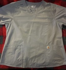 Carhartt Modern Fit Scrub Top XL Gray V-Neck Short Sleeve Medical C12113