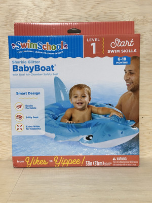 Swim School- Sharkie Glitter Baby Boat Dual Air Chamber Safety Seat