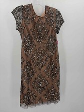 Pre-Owned Adrianna Papell Black Size 8 Beaded Cocktail Short Short Sleeve Dress