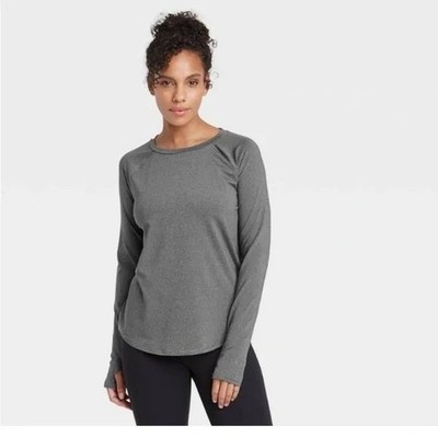 All in Motion Women's 1X Essential Long Sleeve Gray Athletic Top Workout Shirt