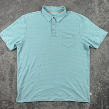 Tommy Bahama Polo Shirt Mens Large Blue IslandZone Stripe Pima Cotton Golf