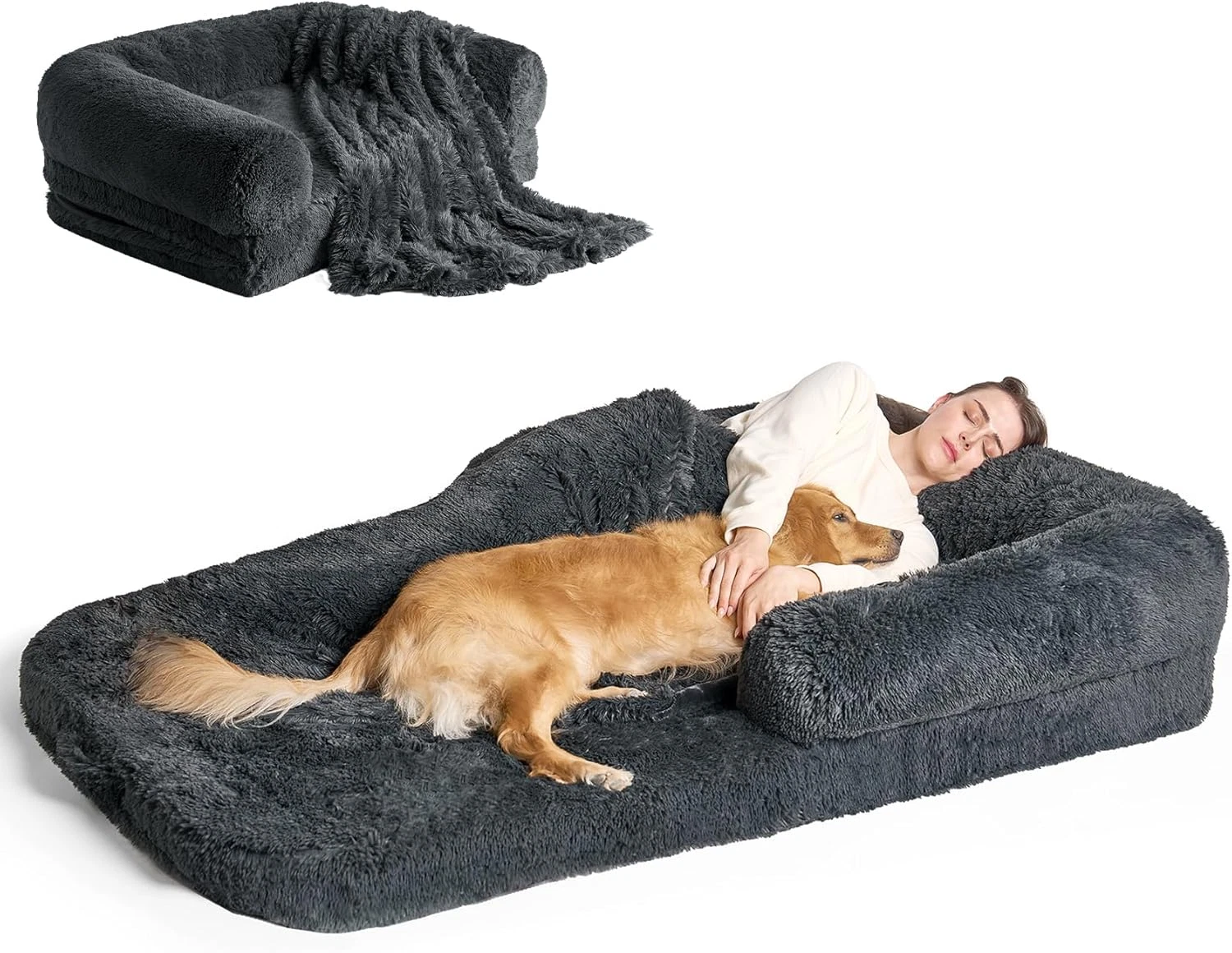 Foldable Human Dog Bed, 72"X44"X11" Orthopedic Memory Foam Human Sized Dog Bed,