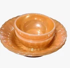 VINTAGE ANCHOR HOCKING FIRE-KING Peach Luster USA Bowls Set Of 4  8.5"  5"