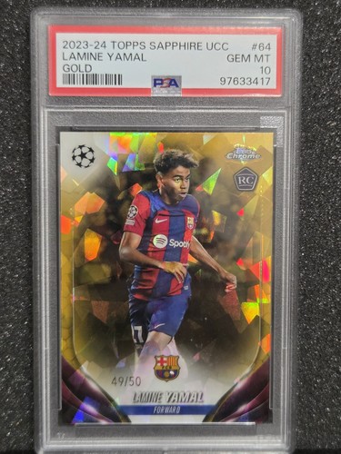 Lamine Yamal [Gold Sapphire] #64 2023 Topps Chrome UEFA Club card