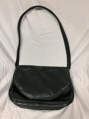 Vintage 90s Green Large Leather Purse EUC 8 Pockets Shoulder Bag Tote Suede Boho