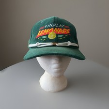 Findlay Hats SnapBack Corduroy Hat Green with White Rope Lemonade Lemon Theme