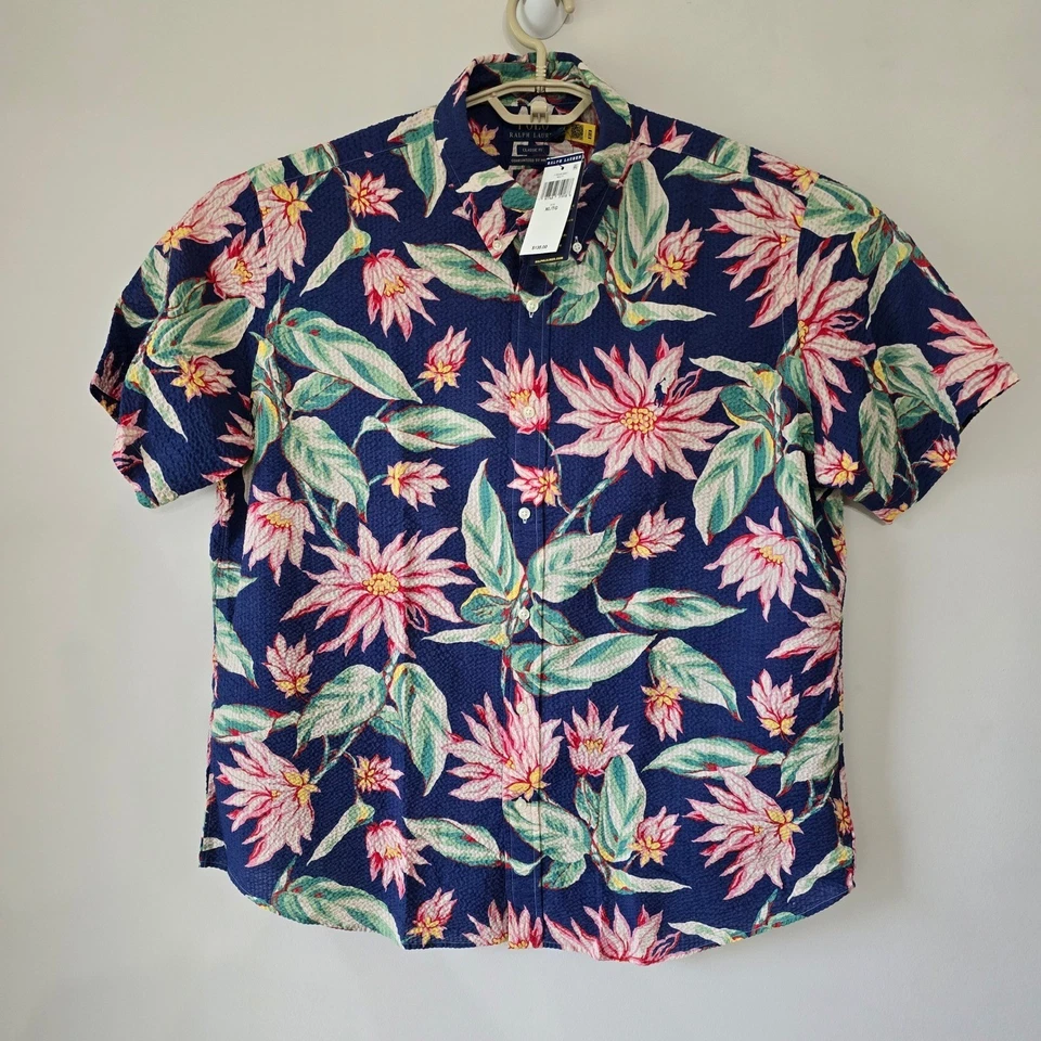 New Polo Ralph Lauren Floral Seersucker Shirt Mens XL Classic Fit Short Sleeve - Image 2 of 4