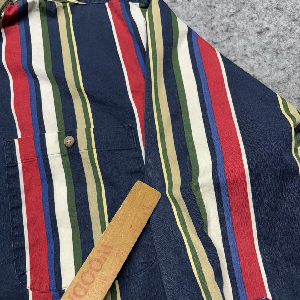 VTG Trader Bay Long Sleeve Button Down Shirt Mens Medium Retro Vertical Stripes - Image 3 of 4