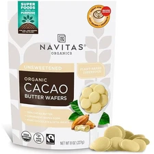 Navitas Organics Cacao Butter Wafers, 8oz — Organic, Non-GMO, Fairtrade, Gluten-
