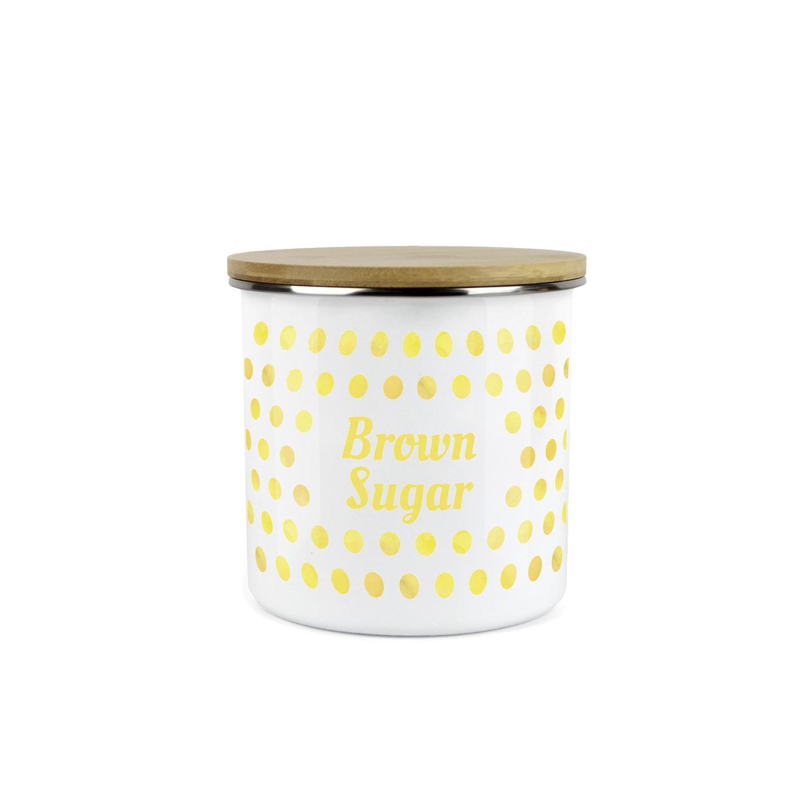 Polka Dots Brown Sugar Canister - Yellow Spotty Medium Kitchen Storage Jar