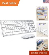 Rechargeable Ultra-Slim Wireless Keyboard  Mouse for Mac - Elegant White Silver