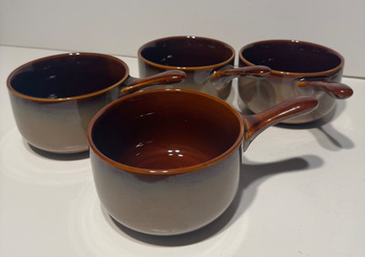 Sango Nova Brown Onion Soup Bowl Cup-Lot of 4