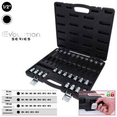 KS TOOLS 1/2'' Bit-Stecknuss-Satz für Vielzahn (XZN)-Schrauben, 26-tlg Vielzahn