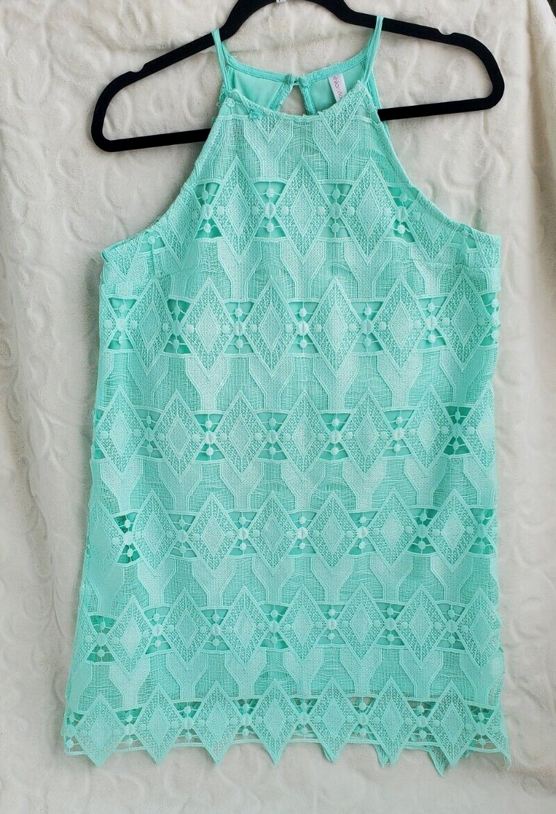 Xhilaration Mint Green Dress Size M Medium lace A Line Dress Halter lined