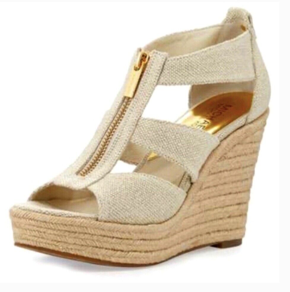 MICHAEL KORS BERKLEY WEDGE SANDALS,ZIP CLOSURE,OPEN TOE,SZ MICHAEL KORS BERKLEY WEDGE SANDALS,ZIP CLOSURE,OPEN TOE,SZ