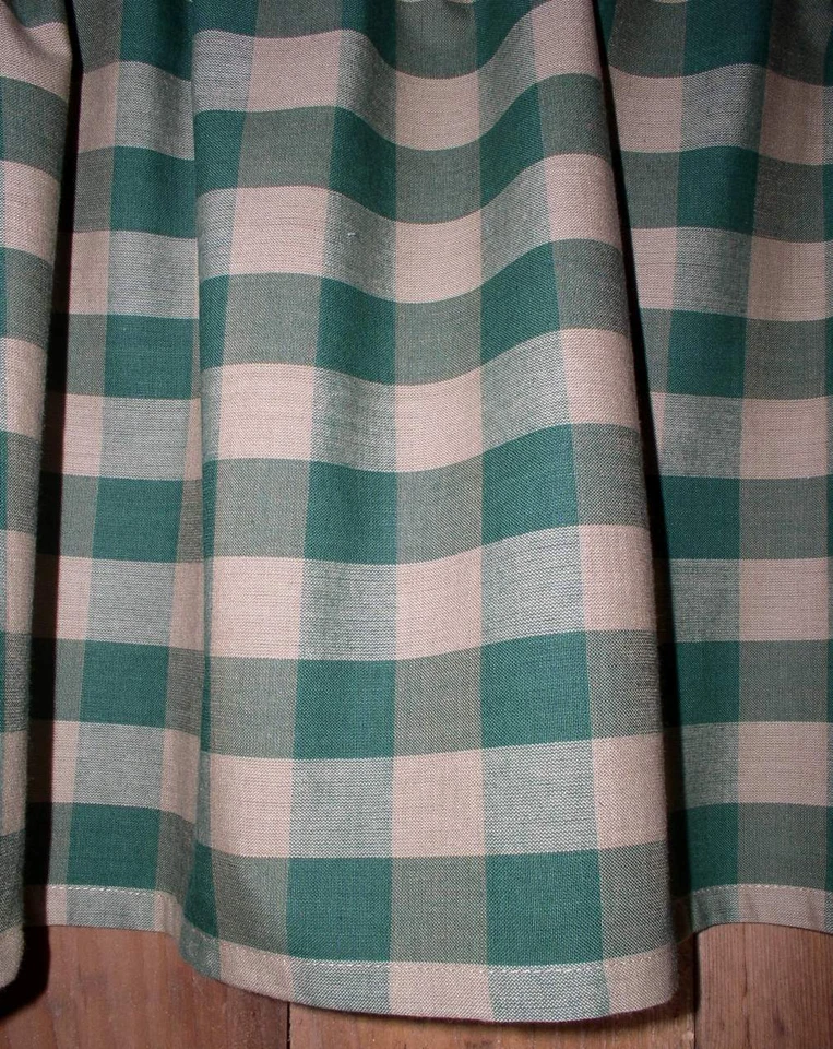 Cortinas country rudimentares verde e bronzeado xadrez de búfalo caseiro valances camadas - Imagem 4 de 4