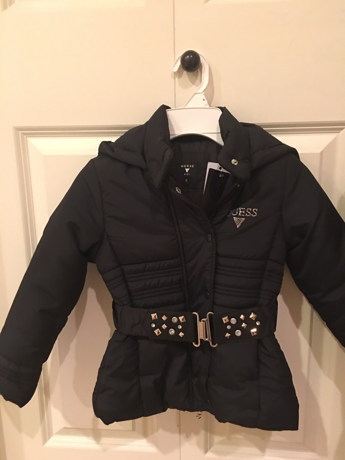 guess padded belted jacket