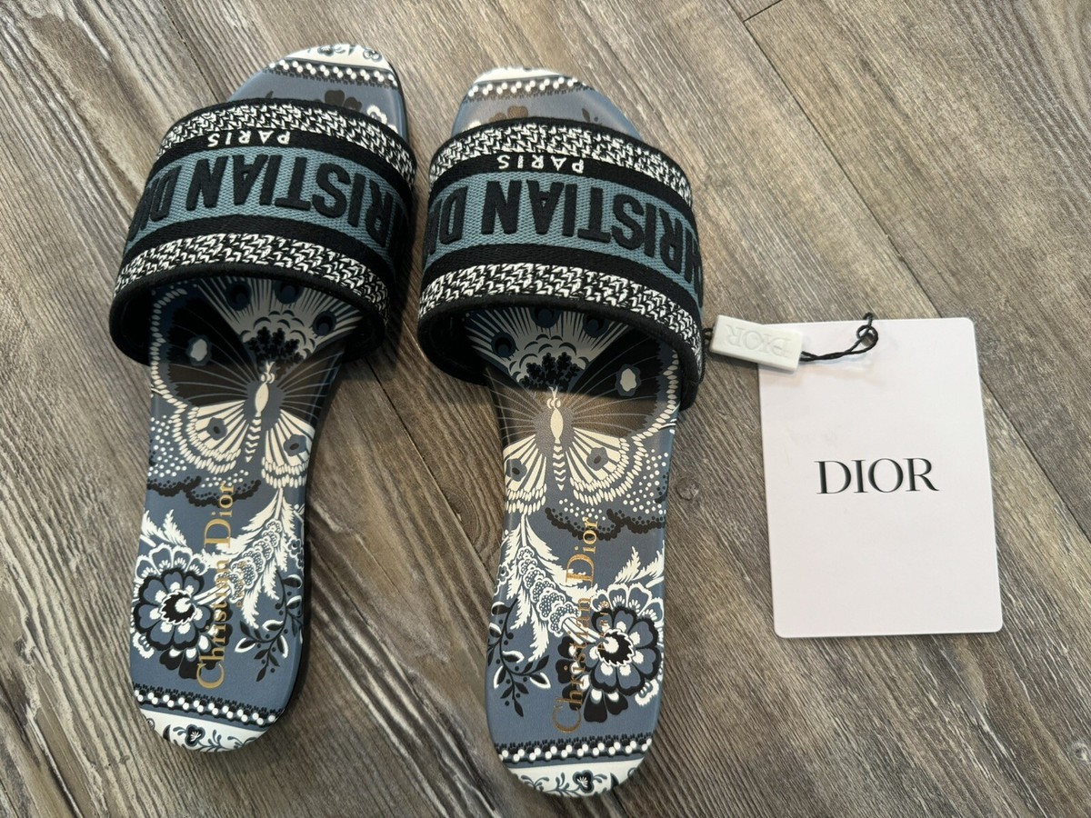 サンダル Dior Homme Dior Sandals DENIM Dior Men's H-Town Blue Rubber with Beige and Black Dior