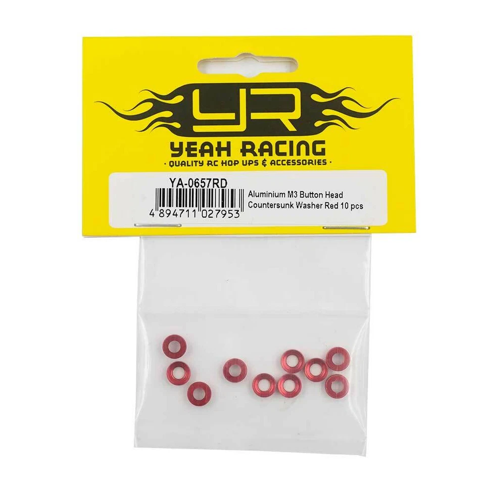 Yeah Racing YA-0657RD Aluminum M3 Button Head Countersunk Washer Red (10 pcs) - Image 3 of 3