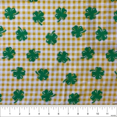 Vintage Oakhurst Shamrock Checkered Fabric for Sew, Quilt, Craft - 15''x44'' Piece