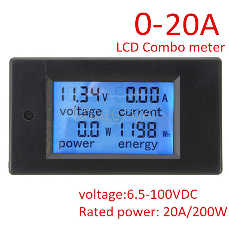 MARKENLOS DC 20A LCD Meter Spannung Strom KWh Watt Car Battery Panel Power Monitor Shunt