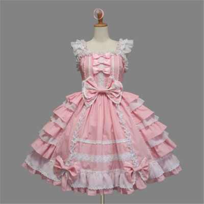 Victorian Girl Maid Sissy Pink Dress Halloween Cosplay Costumes Tailored
