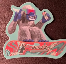 Dutch Bros Coffee December 2022 Abominable Snowman Yeti Snowboarding Sticker