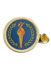 Victory Torch (C) Gold Plated Domed Lapel Pin Badge in Bag