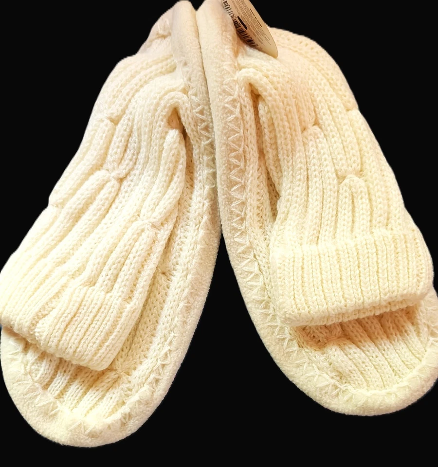 Calcetín Desteñido Glory Nuevo con Etiquetas Marfil Tejido con Cable Acogedor Talla L/XL (8-10.5) RESCATE DE MASCOTAS Foto 2 de 4