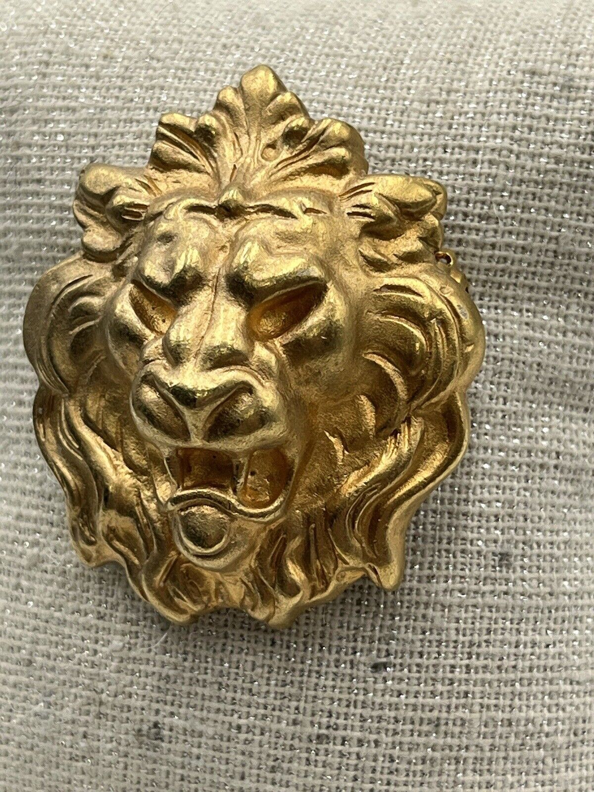 Vintage Roaring LION Head Heavy Gold Plated Brush… - image 5