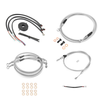 16'' Handlebar Extension Wire + Cable Brake Line Kit For Harley Electra Road ABS