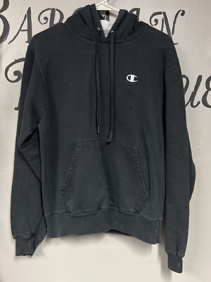 Mens Champion Hoodie Black Small Thick