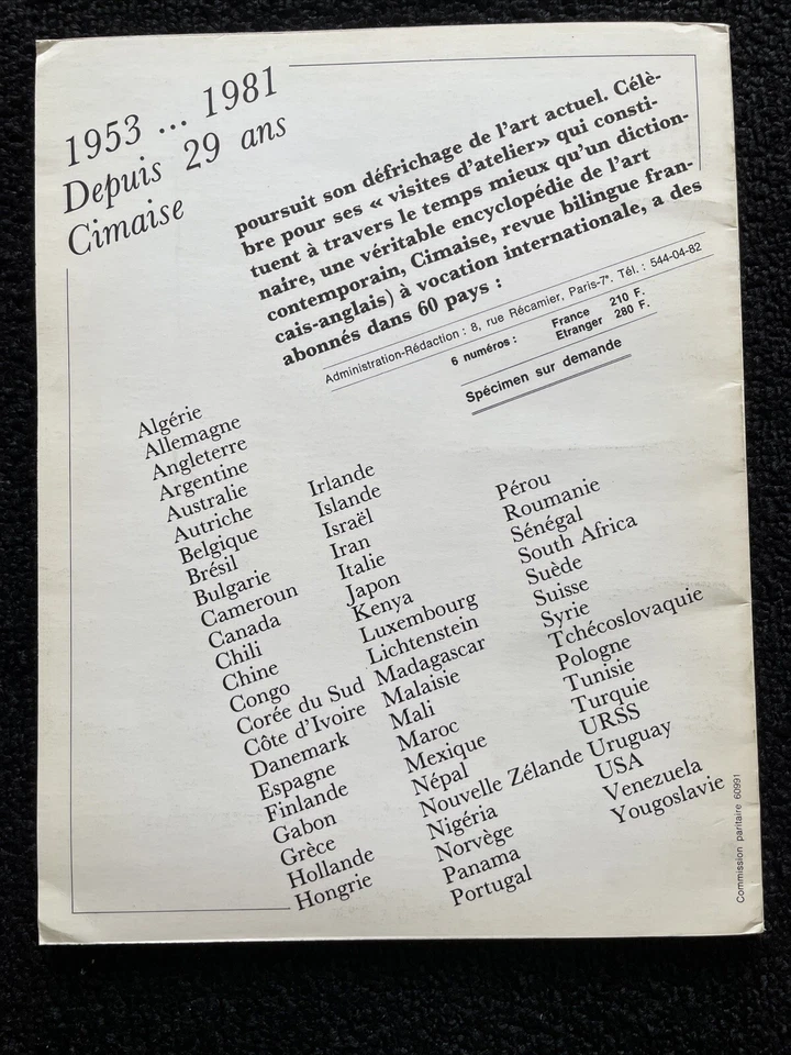 Vintage RARE 1981 Cimaise Magazine No 151 French Art + Architecture V2 - Image 4 of 4