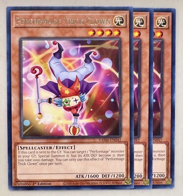 Yu-Gi-Oh! - 3x Performage Trick Clown - VASM-EN042 - Rare - 1st Edition - NM/M