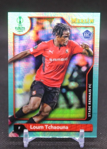 Loum Tchaouna 2021-22 Topps Merlin Chrome UEFA Aqua Prism RC #136 Stade Rennais