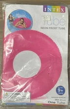 INFLATABLE Swimming Pool Neon Frost Pink  TUBE RING 36"  Pool Float