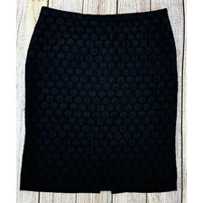 Anthropologie MAEVE Goban Pencil Skirt Size 8 Black Straight Textured Polka Dot