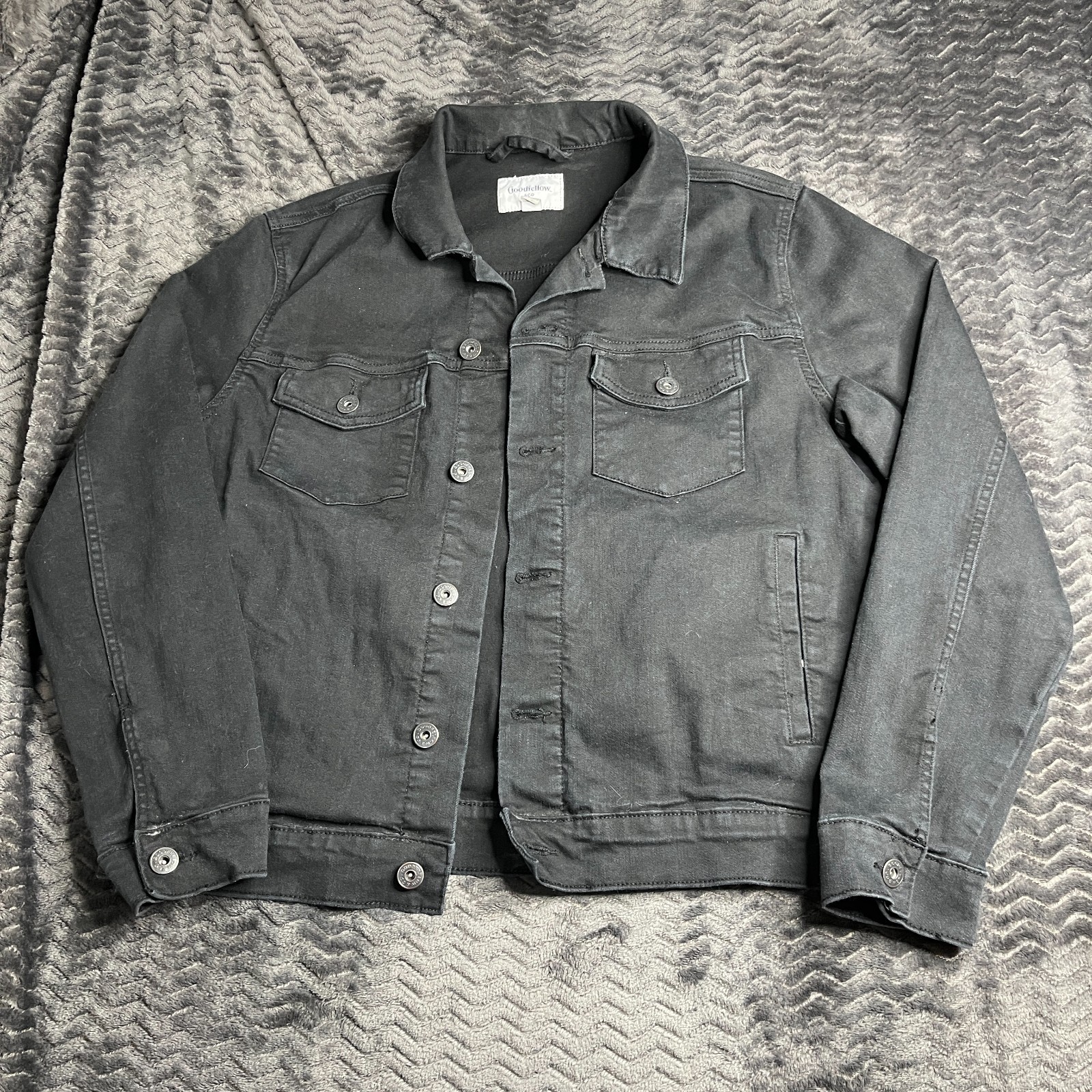 Denim Jacket Black Goodfellow & Co Men's Size Large Button Up-image