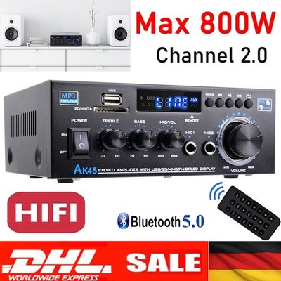 800W HiFi Verstärker Digital FM AK45 Stereo Amplifier bluetooth Vollverstärker