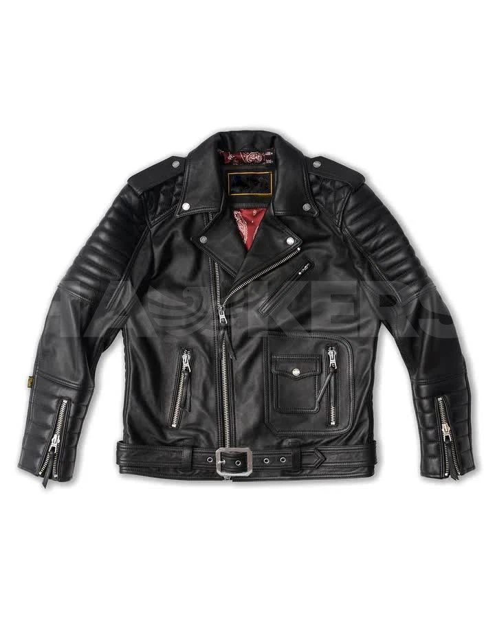 Belvedere Reload : 100% Genuine Black Cowhide Leather Jacket , Biker Jacket - Image 3 of 4