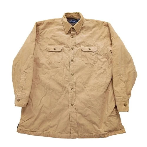 JCPenney The Men Shop Corduroy Shirt Jacket Mens XL Tan Quilted Insulated 1661 - product listing photo