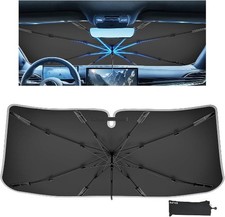 Car Windshield Sun Shade, Foldable Front Window Sunshade for Medi Color: Beige