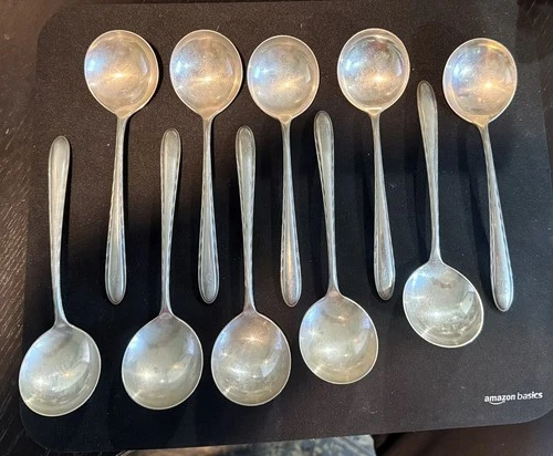 SILVER FLUTES 6 1/2" ROUND SOUP SPOON by Towle Sterling - estate