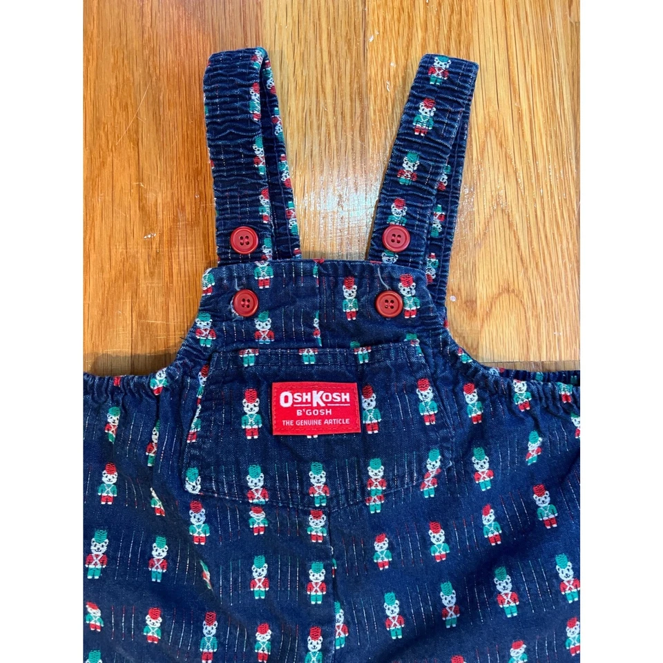 Mono vintage años 80 OshKosh B'Gosh Navidad Cascanueces Oso Estampado 18 m Usado en Excelente Condición Foto 2 de 4