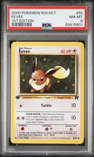 2000 POKEMON ROCKET 1ST EDITION #55 EEVEE NM-MT PSA 8