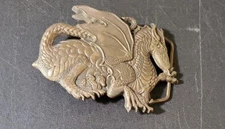 Vintage 1982 Dragon Baron Buckles Solid Brass Belt Buckle #6295